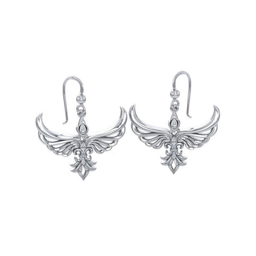 Phoenix with Fleur De Lis Sterling Silver Earrings TER1703 - Jewelry